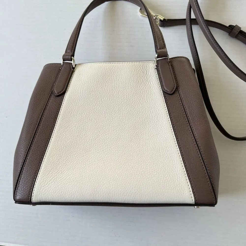 KATE SPADE Colorblock Brown White Crossbody Handbag Satchel NWOT